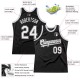 Custom Black White-Silver Gray Authentic Throwback Basketball Jersey