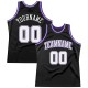 Custom Black White-Purple Authentic Throwback Basketball Jersey