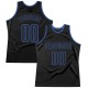 Custom Black Black-Blue Authentic Throwback Basketball Jersey