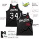 Custom Black White-Red Authentic Throwback Basketball Jersey