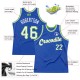 Custom Blue White-Neon Green Authentic Throwback Basketball Jersey