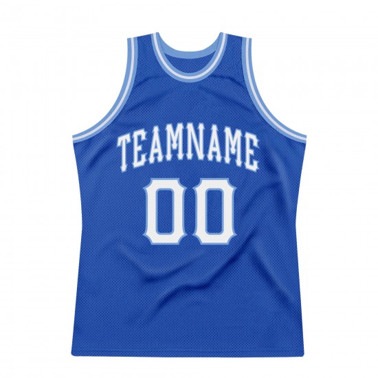 Custom Blue White-Light Blue Authentic Throwback Basketball Jersey