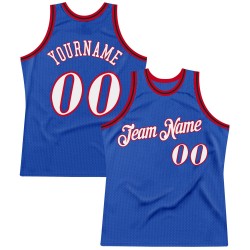 Custom Blue White-Red Authentic Throwback Basketball Jersey