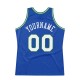 Custom Blue White-Kelly Green Authentic Throwback Basketball Jersey