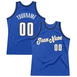 Custom Blue White-Black Authentic Throwback Basketball Jersey