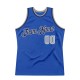 Custom Blue Silver Gray-Navy Authentic Throwback Basketball Jersey