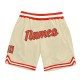 Custom Cream Orange-White Authentic Throwback Basketball Shorts