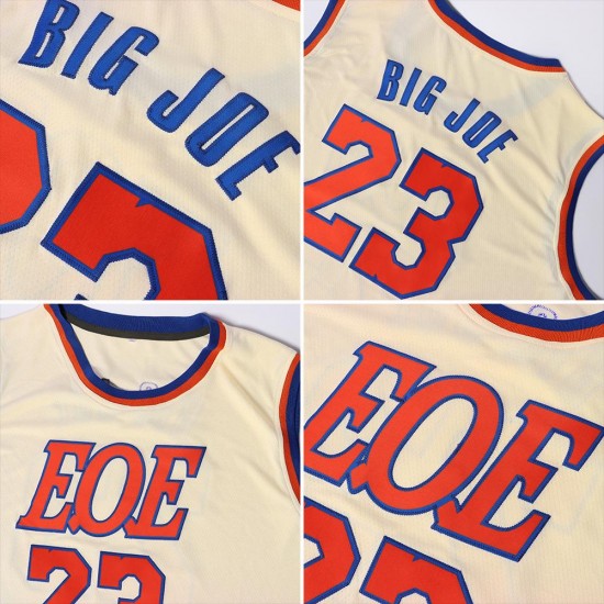 Custom Cream Red-Royal Authentic Throwback Basketball Jersey