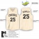 Custom Cream Black V-Neck Basketball Jersey