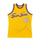 Custom Gold White-Purple Authentic Throwback Basketball Jersey