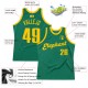 Custom Kelly Green Gold Authentic Throwback Basketball Jersey