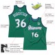 Custom Kelly Green White-Blue Authentic Throwback Basketball Jersey