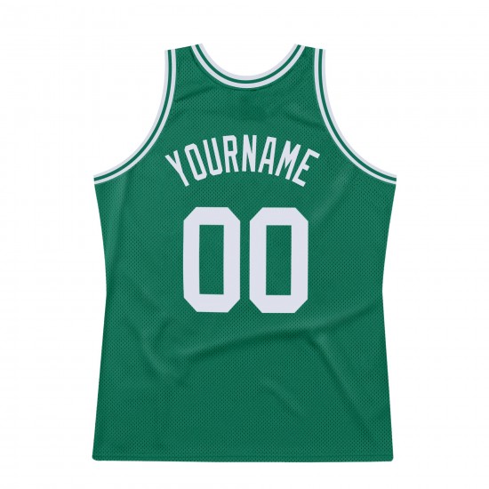 Custom Kelly Green White Authentic Throwback Basketball Jersey