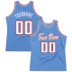 Custom Light Blue White-Red Authentic Throwback Basketball Jersey