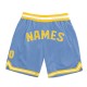 Custom Light Blue Gold-White Authentic Throwback Basketball Shorts