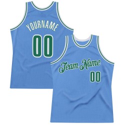 Custom Light Blue Kelly Green-White Authentic Throwback Basketball Jersey