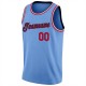 Custom Light Blue Red-Navy Round Neck Rib-Knit Basketball Jersey