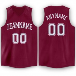 Custom Maroon White V-Neck Basketball Jersey