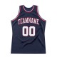 Custom Navy White-Red Authentic Throwback Basketball Jersey