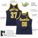 Custom Navy Gold-White Authentic Throwback Basketball Jersey