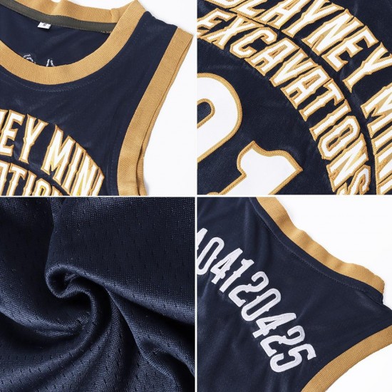 Custom Navy Red-White Authentic Throwback Basketball Jersey