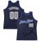 Custom Navy Silver Gray-Blue Authentic Throwback Basketball Jersey