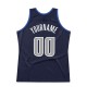 Custom Navy Silver Gray-Blue Authentic Throwback Basketball Jersey