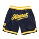 Custom Navy Gold-White Authentic Throwback Basketball Shorts