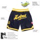 Custom Navy Gold-White Authentic Throwback Basketball Shorts