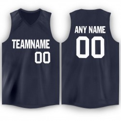 Custom Navy White V-Neck Basketball Jersey