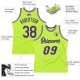 Custom Neon Green Purple-White Authentic Throwback Basketball Jersey