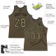 Custom Olive Camo-Black Authentic Throwback Basketball Jersey