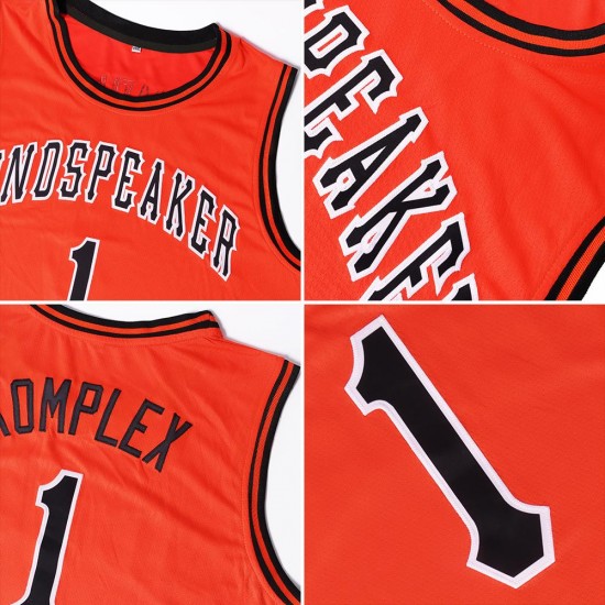 Custom Orange Navy-Gold Authentic Throwback Basketball Jersey