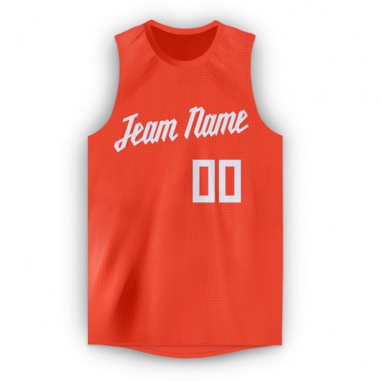 Custom Orange White Round Neck Basketball Jersey