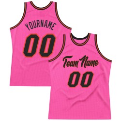 Custom Pink Black-Orange Authentic Throwback Basketball Jersey