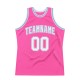 Custom Pink White-Light Blue Authentic Throwback Basketball Jersey