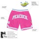 Custom Pink White-Light Blue Authentic Throwback Basketball Shorts