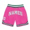 Custom Pink White-Kelly Green Authentic Throwback Basketball Shorts