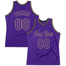 Custom Purple Purple-Old Gold Authentic Throwback Basketball Jersey