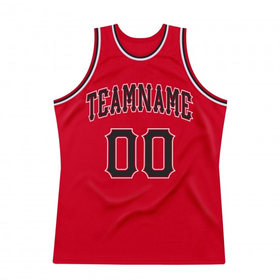 Custom Red Navy-White Authentic Throwback Basketball Jersey