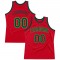 Custom Red Hunter Green-Neon Green Authentic Throwback Basketball Jersey