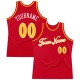 Custom Red Gold-White Authentic Throwback Basketball Jersey