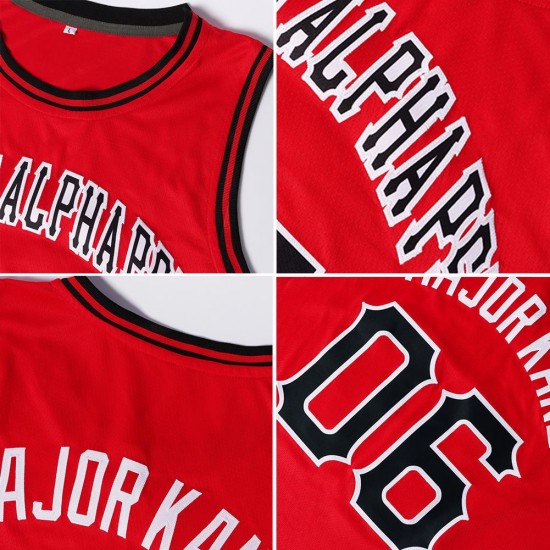 Custom Red White-Old Gold Authentic Throwback Basketball Jersey