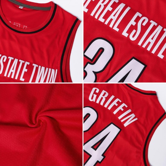 Custom Red White-Navy Authentic Throwback Basketball Jersey