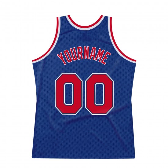 Custom Royal Red-White Authentic Throwback Basketball Jersey