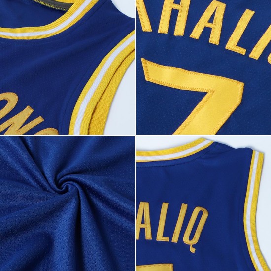 Custom Royal Gold-Orange Authentic Throwback Basketball Jersey