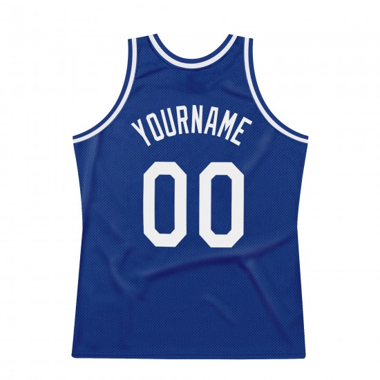 Custom Royal White-Red Authentic Throwback Basketball Jersey