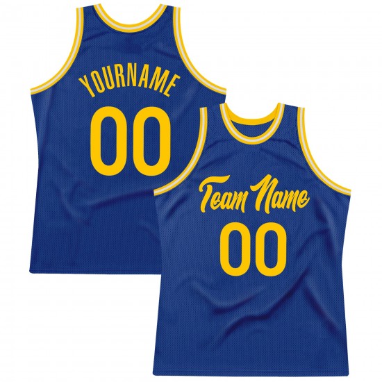 Custom Royal Gold-White Authentic Throwback Basketball Jersey