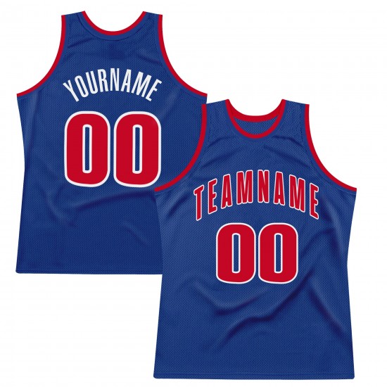 Custom Royal Red-White Authentic Throwback Basketball Jersey