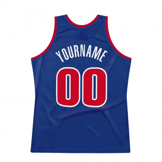 Custom Royal Red-White Authentic Throwback Basketball Jersey